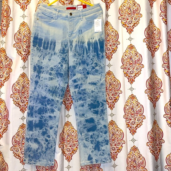 Jennifer Lopez Jeans Sculpt Midrise Capri Womens Size 10 Blue Tie dye Denim - Picture 2 of 10